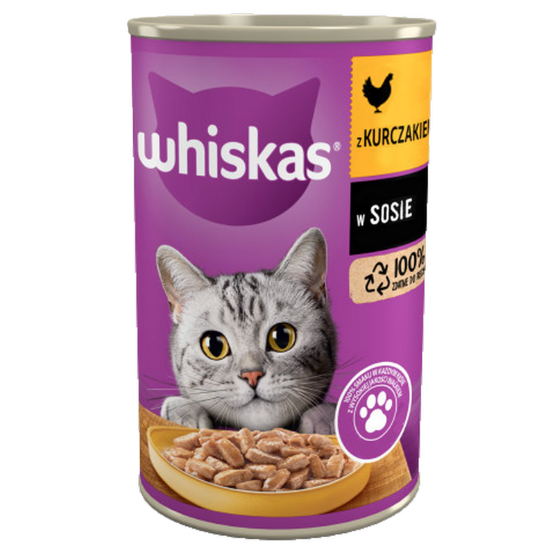 Whiskas Adult Puszka 400g Kurczak Mokra Karma W Sosie Dla Dorosłych Kotów