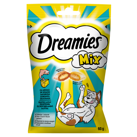 Dreamies Przysmak Dla Kota Chrupiące Paszteciki Z Nadzieniem Łosoś Z Serem 60g