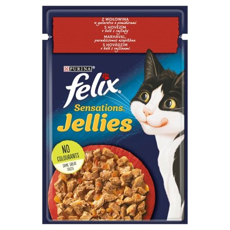 Felix Sensations Jellies Karma Dla Kotów Z Wołowiną W Galaretce Z Pomidorami 85g