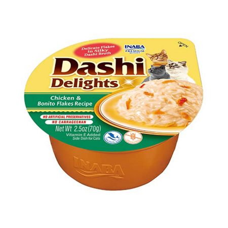 Inaba Cat Dashi Delights 70g Uzupełniająca Karma Dla Kota Bulion z Kurczakiem i Płatkami Bonito