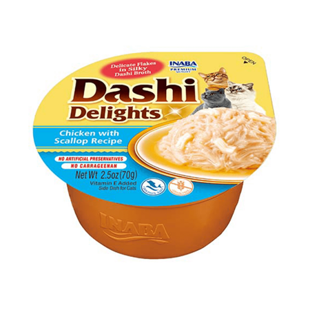 Inaba Cat Dashi Delights 70g Uzupełniająca Karma Dla Kota Bulion z Kurczakiem i Przegrzebkami