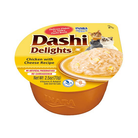 Inaba Cat Dashi Delights 70g Uzupełniająca Karma Dla Kota Bulion z Kurczakiem i Serem