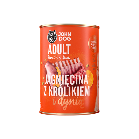 JOHN DOG Karma Mokra Dla Psa Pumpkin Line Jagnięcina z Królikiem i Dynią 400g