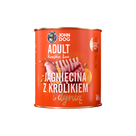 JOHN DOG Karma Mokra Dla Psa Pumpkin Line Jagnięcina z Królikiem i Dynią 800g