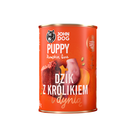 JOHN DOG Karma Mokra Dla Szczeniąt Pumpkin Line Dzik z Królikiem i Dynią 400g