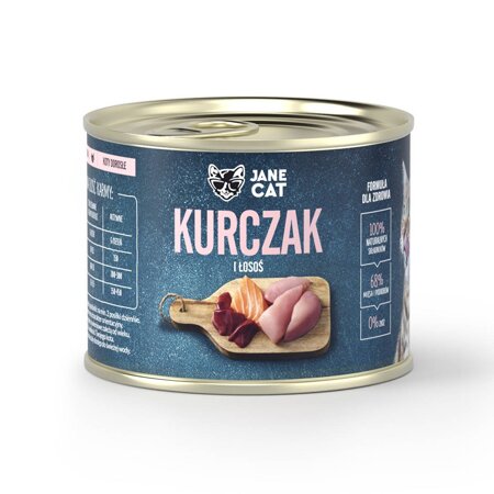 Jane Cat ADULT KURCZAK ŁOSOŚ 200g mokra karma dla kotów bez zbóż