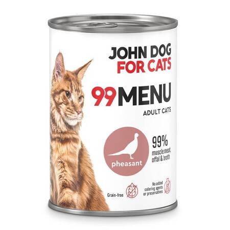 John Dog for Cats 99 Menu Mokra Karma Dla Dorosłych Kotów Z Bażantem 400g