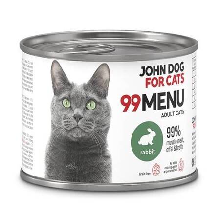 John Dog for Cats 99 Menu Mokra Karma Dla Dorosłych Kotów Z Królikiem 200g