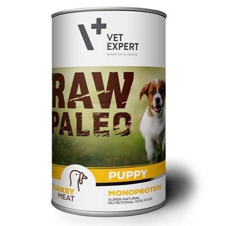 Karma mokra dla szczeniąt VetExpert RAW PALEO puppy turkey 400g - z indykiem