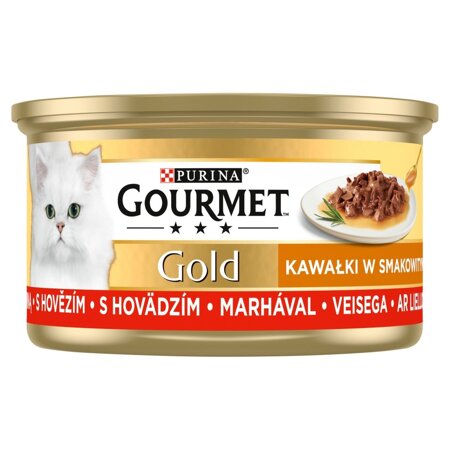 Purina Gourmet Gold z Wołowiną 85g Mokra Karma Dla Kota Kawałki w Sosie