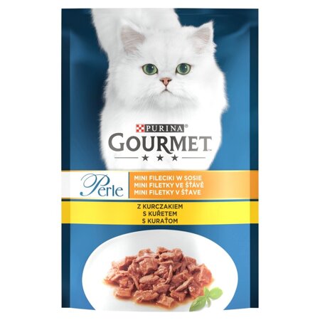 Purina Gourmet Perle z Kurczakiem 85g Mini Fileciki w Sosie Mokra Karma Dla Kota