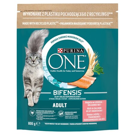 Purina One Bifensis Adult 800g Sucha Karma Dla Kota z Łososiem