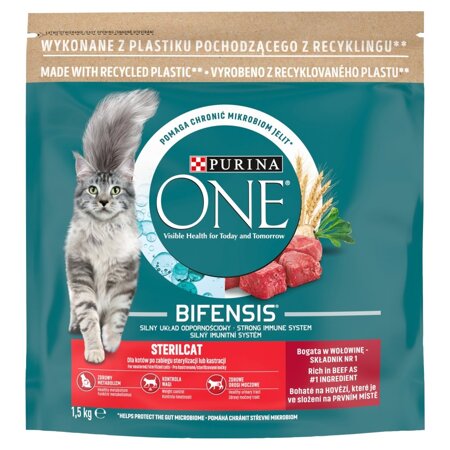 Purina One Bifensis Sterilcat 1,5kg Sucha Karma Dla Kota z Wołowiną