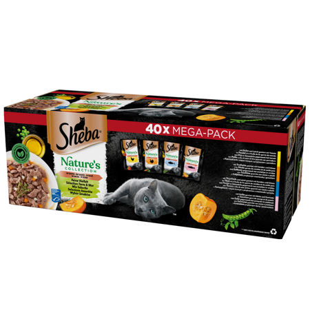 Sheba 40x85g Nature’s Collection Wybór Smaków Mokra Karma Dla Dorosłych Kotów W Sosie 4 Smaki