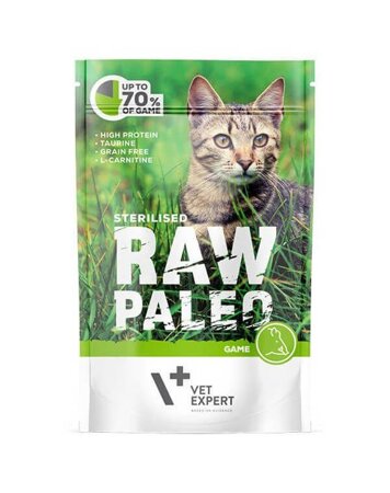 VetExpert Raw Paleo STERILISED GAME 100g - Mokra Karma dla Kotów 68% DZICZYZNY 