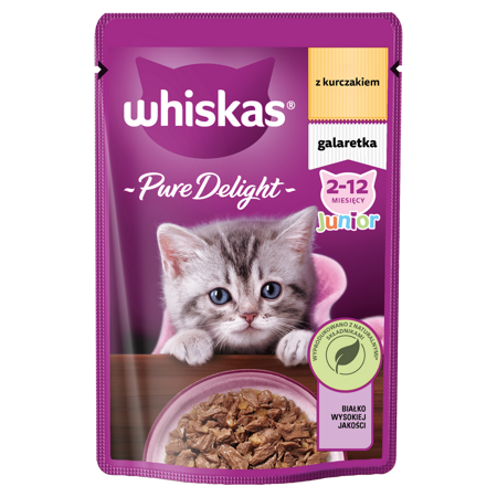 WHISKAS Junior Saszetka 85g Mokra Karma Dla Kociąt Kawałki z Kurczakiem w Galaretce