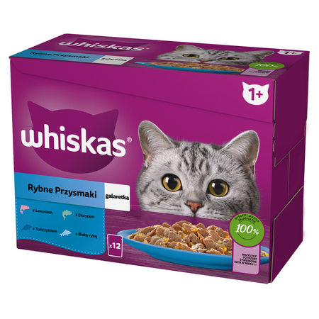 Whiskas Adult 12x85g Rybne Przysmaki Mokra Karma Dla Dorosłych Kotów 4 Smaki W Galaretce