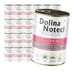 Dolina Noteci Premium Bogata w Cielęcinę z Groszkiem Puszka 24x400g Mokra Karma Dla Psa