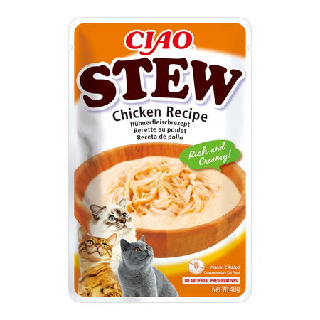 Inaba Cat Ciao Stew 10x40g Uzupełniająca Karma Dla Kota Potrawka z Kurczakiem Tuńczykiem i Łososiem