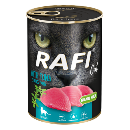 Rafi Cat Adult 12x400g Bezzbożowa Mokra Karma Dla Kotów Sterylizowanych Jagnięcina Królik Tuńczyk