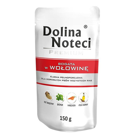 Mokra Karma Dla Psa Dolina Noteci Premium Bogata W Wołowinę Saszetka 20x150g