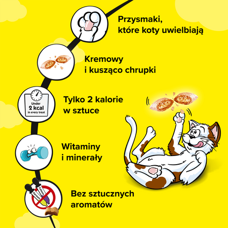 DREAMIES Variety Snack Box – karma uzupełniająca dla kotów (z kurczakiem, z serem i o smaku łososia) - 720g