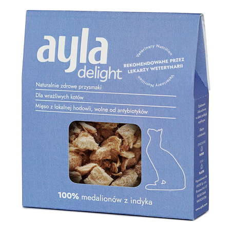 Ayla Delight Medaliony i Serca Indyka 2x28g Liofilizowany Przysmak Dla Kota 100% Mięsa