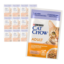Purina Cat Chow Adult 12x85g Mokra Karma Dla Kota z Jagnięciną i Zieloną Fasolką w Galaretce