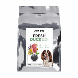 John Dog Fresh 3kg Sucha Karma Dla Psa Z Kaczką I Królikiem Wsparcie Układu Pokarmowego