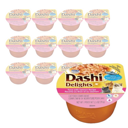 Inaba Cat Dashi Delights 12x70g Uzupełniająca Karma Dla Kota Bulion z Tuńczykiem i Łososiem