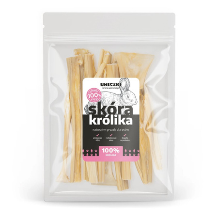 Uniszki Skóra Królika Naturalny Przysmak Suszony Dla Psa 100g