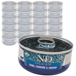 Farmina N&D Cat Ocean Tuna Sardine Shrimps 24x70g Mokra Karma Dla Kota Tuńczyk Sardynka Krewetka