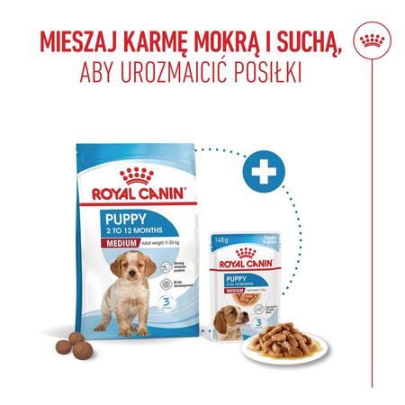 Royal Canin Medium Puppy 140g Karma Mokra W Sosie Dla Szczeniąt Ras Średnich Do 12 Miesiąca Życia 