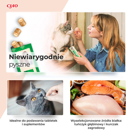 Inaba Cat Churu Bites 4x30g Przysmak Dla Kota Ciasteczka Z Nadzieniem Z Tuńczykiem I Łososiem 3+1 Gratis