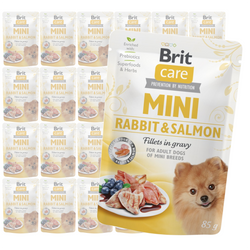 Brit Care Mini Adult 24x85g Bezzbożowa Mokra Karma Dla Psów Ras Małych I Miniaturowych Królik Z Łososiem