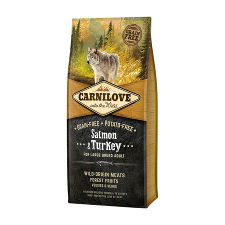 CARNILOVE SALMON & TURKEY FOR LARGE BREED ADULT 12KG - sucha karma dla psów dużych ras, z łososiem i indykiem