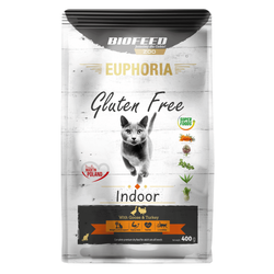 Biofeed Euphoria Gluten Free Indoor 400g Sucha Karma Dla Kotów Niewychodzących z Indykiem i Gęsią