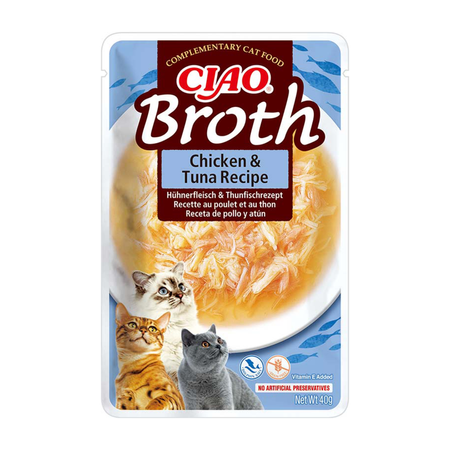 Inaba Cat Ciao Broth 12x40g Uzupełniająca Karma Dla Kota Bulion z Kurczakiem i Tuńczykiem