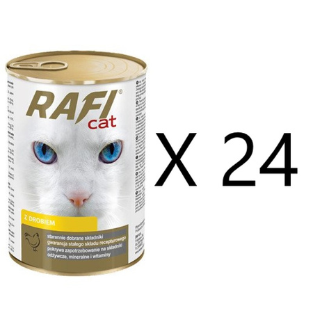 Mokra Karma dla Kotów Rafi Cat Adult z Drobiem Puszka Zestaw 24 x 415 g