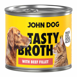 John Dog Tasty Broth 140g Mokra Uzupełniająca Karma Dla Dorosłych Psów I Kotów Z Wołowiną