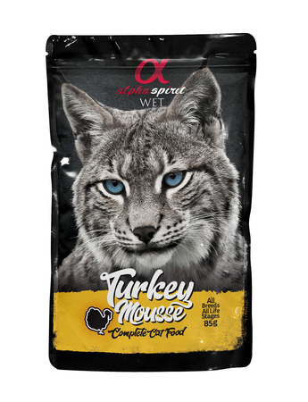 Alpha Spirit Turkey Mousse Mus z Indyka Saszetka - Karma Mokra dla Kotów Zestaw 24 x 85g