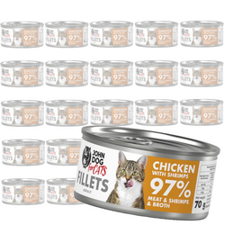 John Dog for Cats Mokra Karma Dla Dorosłych Kotów Kurczak Z Krewetkami 24x70g