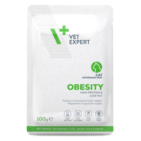 VetExpert Veterinary Diet Obesity Cat 24x100g Mokra Weterynaryjna Karma Dla Kotów Redukująca Nadmierną Masę Ciała