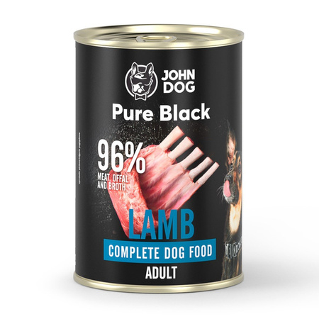 John Dog Karma Mokra Dla Psa Pure Black Mix 6 Smaków 12x400g Dzik Jagnięcina Jeleń Kaczka Bażant Wołowina