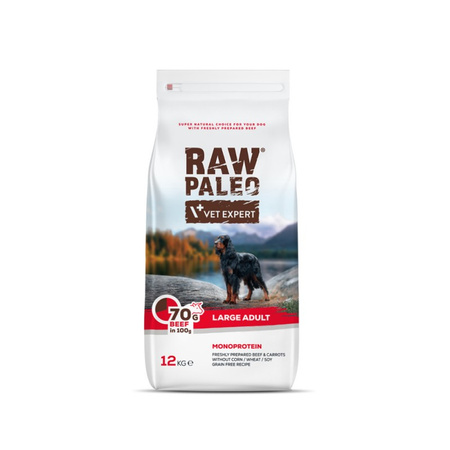 RAW PALEO ADULT LARGE BEEF 12kg Sucha Karma z Wołowiną Dla Psów Dorosłych Ras Dużych