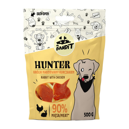 Mr Bandit HUNTER Królik nadziewany kurczakiem 500g - naturalny przysmak dla psa