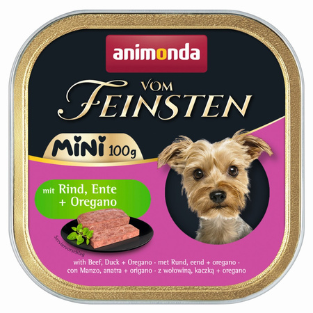 Animonda Vom Feinsten Mini 32x100g Mokra Karma Dla Psa z Wołowiną Kaczką i Oregano