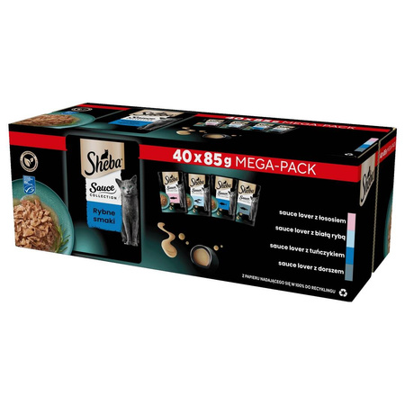 Sheba Smaki Drobiowe Rybne Nature's Collection 120x85g Mokra Karma w Sosie Dla Kota