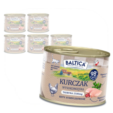 Baltica Smaki Regionów Kurczak 6x185g Bezzbożowa Mokra Karma Dla Kotów Sterylizowanych