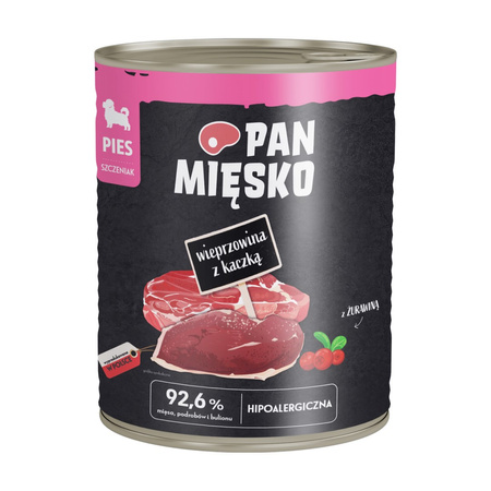 Pan Mięsko 24x800g Hipoalergiczna Mokra Karma Dla Szczeniąt Mix 2 Smaków